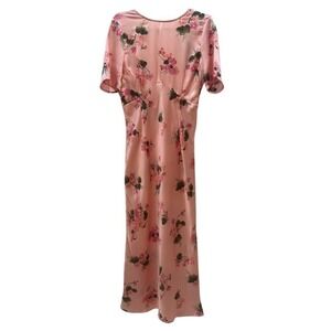 ASOS Women's Dress Design‎ Pink Floral Maxi Tropical Lace-Up Back Detail SZ 8